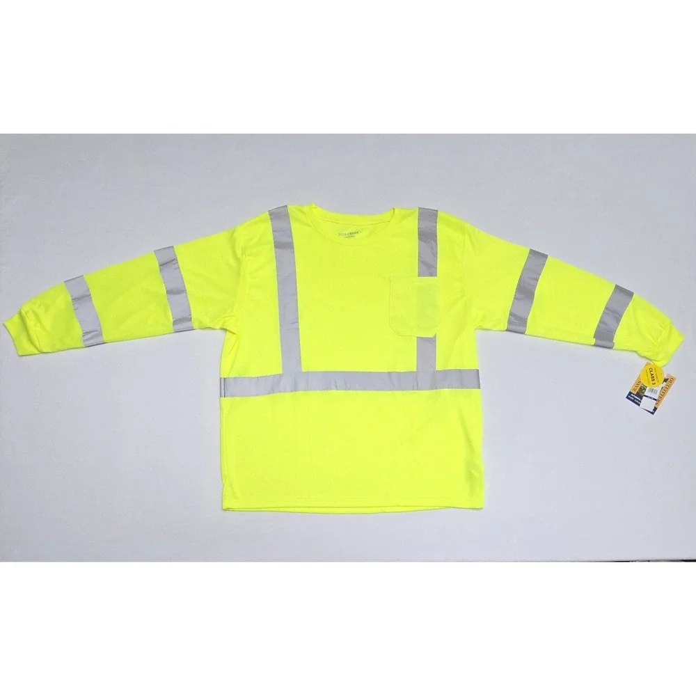 Bass Creek Outfitters Hi Vis Long Sleeve Shirt Neon Yellow Class 3 2XL BO451167